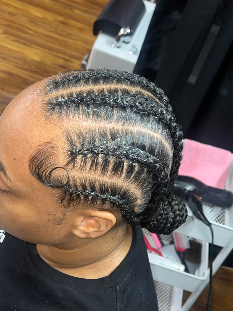 Six Stitch Straight Back Hair Added