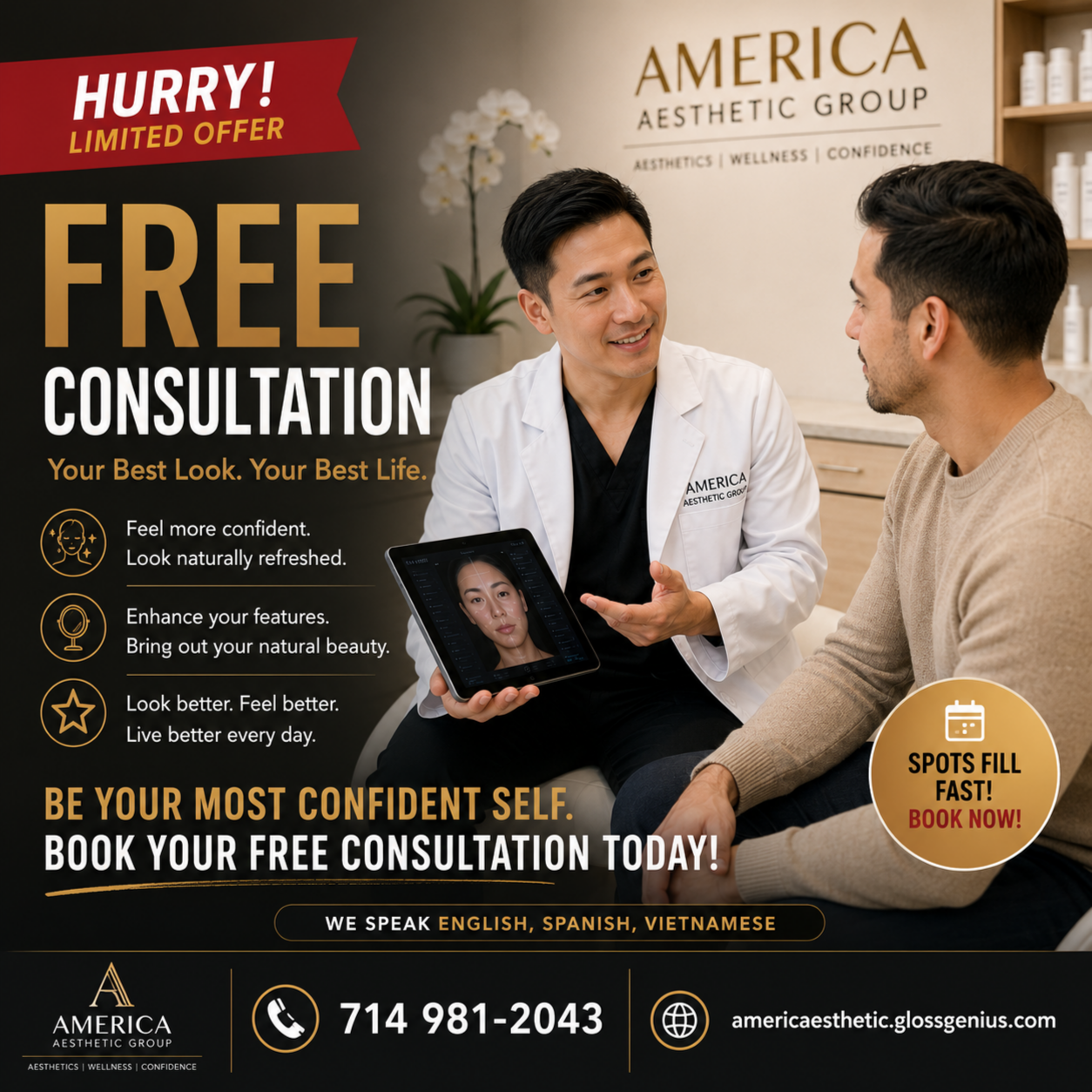FREE CONSULTATION - 714-981-2043 at America Medical Esthetics Services in Santa Ana, CA