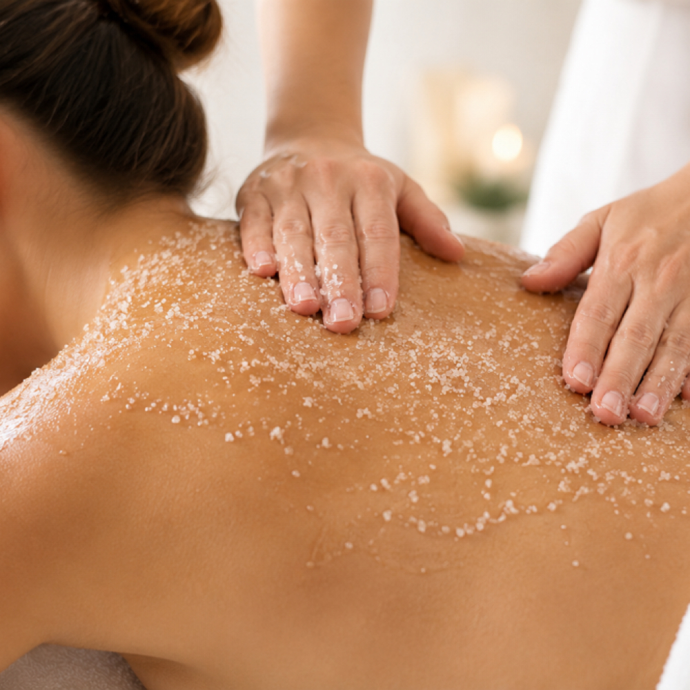 Salt Glow Exfoliation — 30 Minutes at Blossoming Bellies Massage & Doula Services in Columbia, TN