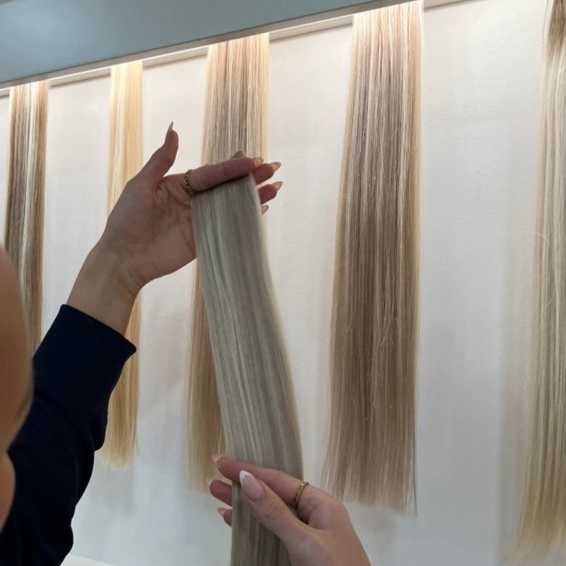 2 row weft install at KMW Blondes in Yorba Linda, CA