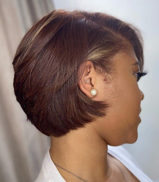 Bob Cut W/All Over Color Silk Press