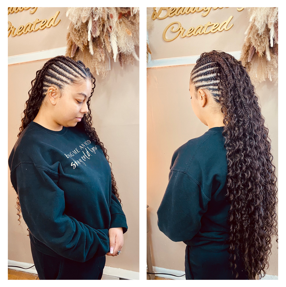 Boho Mohawk With Knotless In Middle
