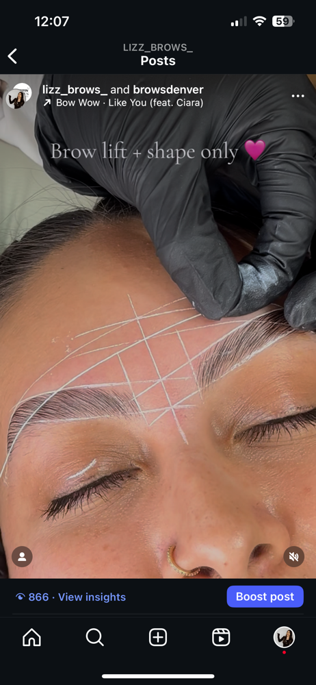 Brow Lift + Shaping Only at Lizz Brows in Thornton, CO