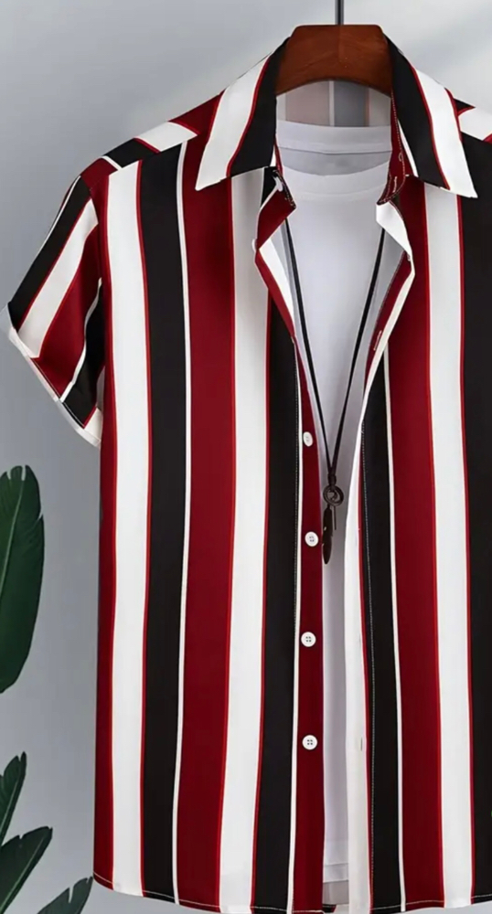 red and black striped shirt