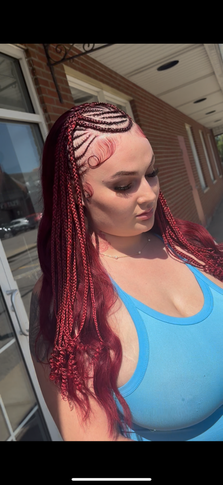 Half Fulani Braid Down