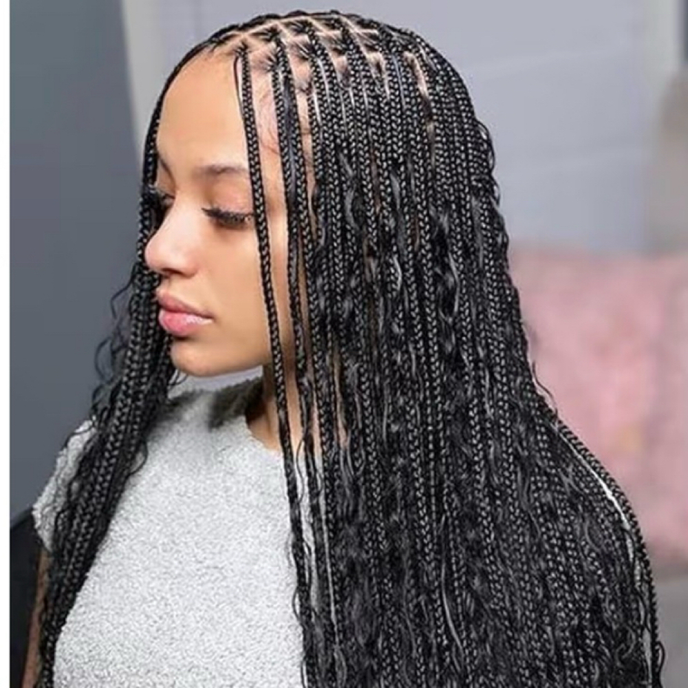 Smedium Boho Knotless Braids at Originalbeautyco in Charlotte, NC