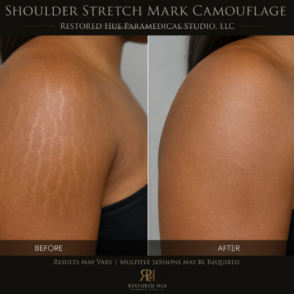 Shoulder Stretch Mark Camouflage at Restored Hue Paramedical Studio in Atlanta, GA