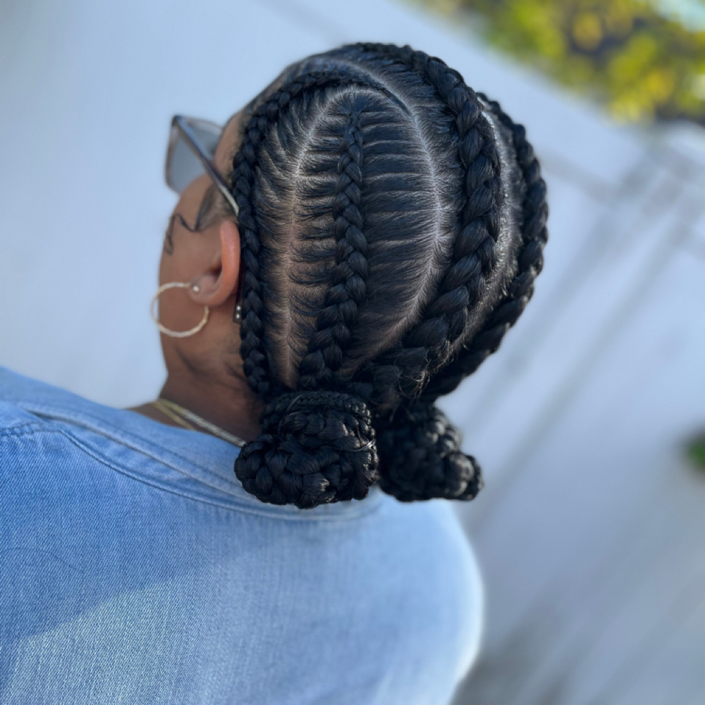 6 feed In Braids Buns at Perla’s Nails in Orlando, FL