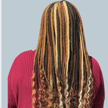 Colorful Jumbo Braids at Africana Star Braiding Salon in Los Angeles, CA
