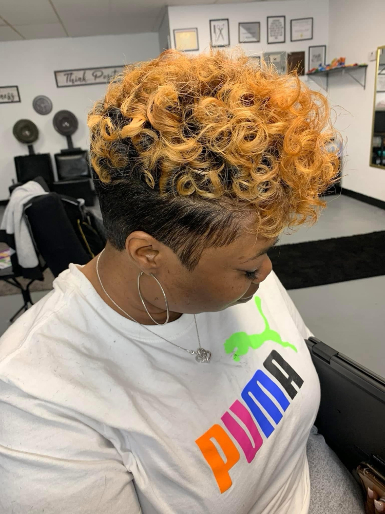Pixie styles on relaxe relaxed hair at Styles4Smiles Salon in Greenville Tx, TX