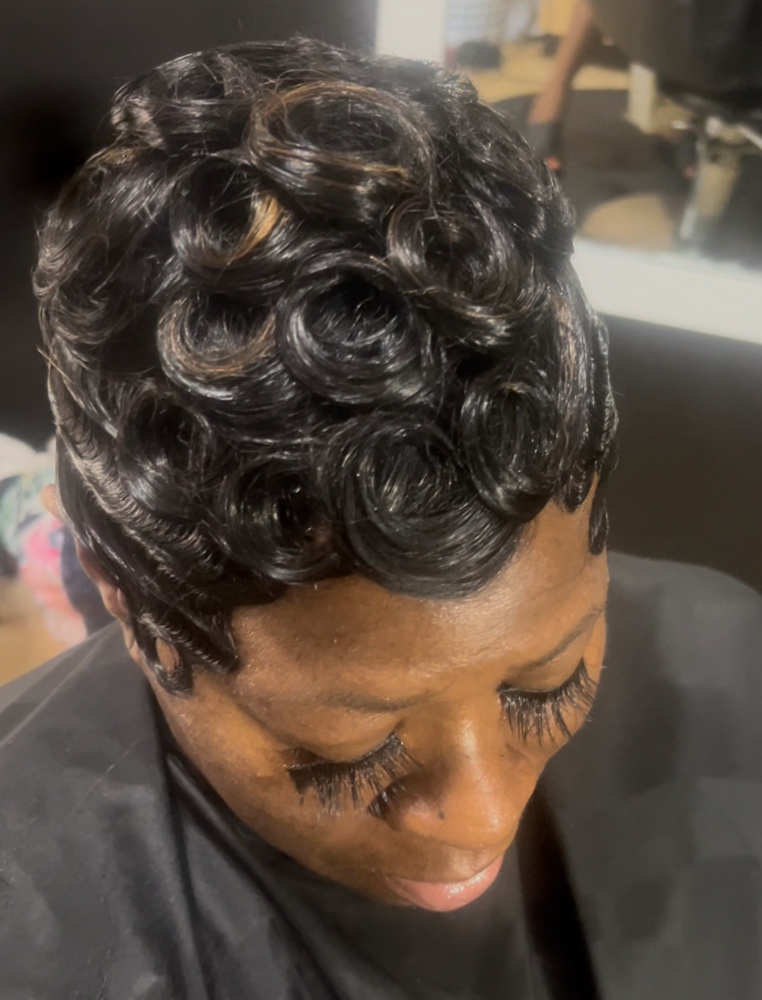 Exaggerated Curl Pixie Cut (Weave)