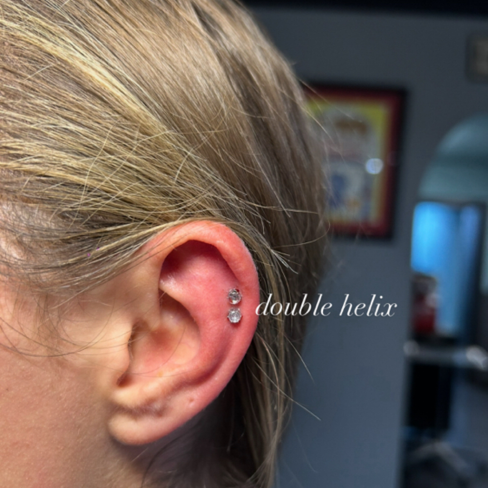 Double helix= 2 piercings at Tattoo Tech in Moraine, OH