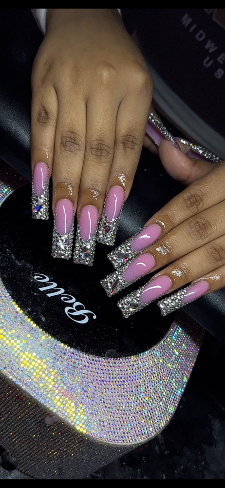 French Tip Blinged Out Full Set💎