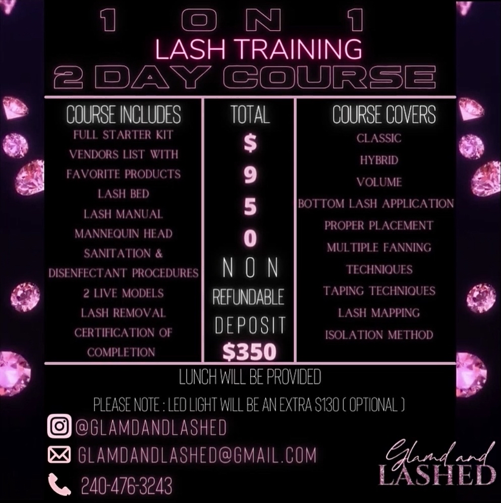 1 On 1 Eyelash Extension Training at Glamd and Lashed in Silver Spring, MD