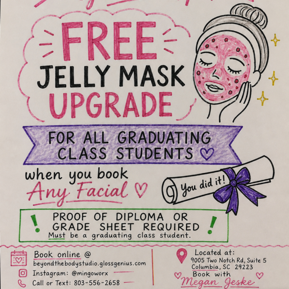 Jelly Mask Upgrade For Graduates! at Beyond the Body Studio in Columbia, SC