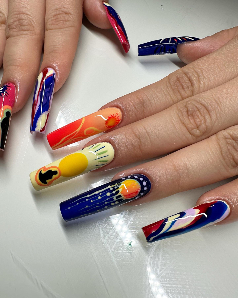 Hard Gel Extensions + Custom Art at Chella’s Studio in Lynn, MA