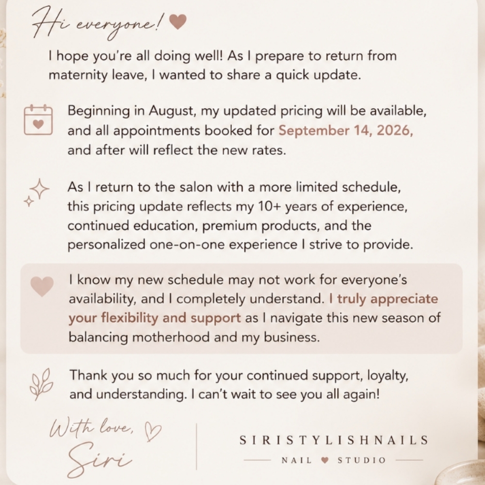 Quick Update📢 at SiristylishNails in Burnsville, MN