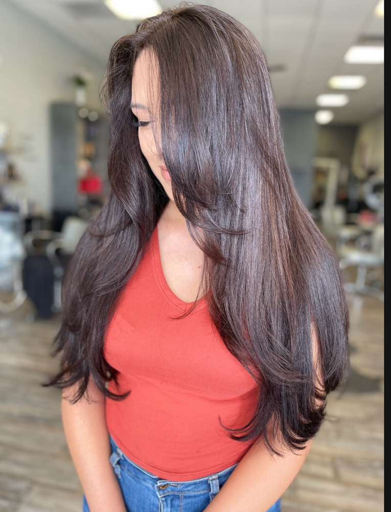 Blowout on Long Hair at Crystal’s Salon in San Antonio, TX