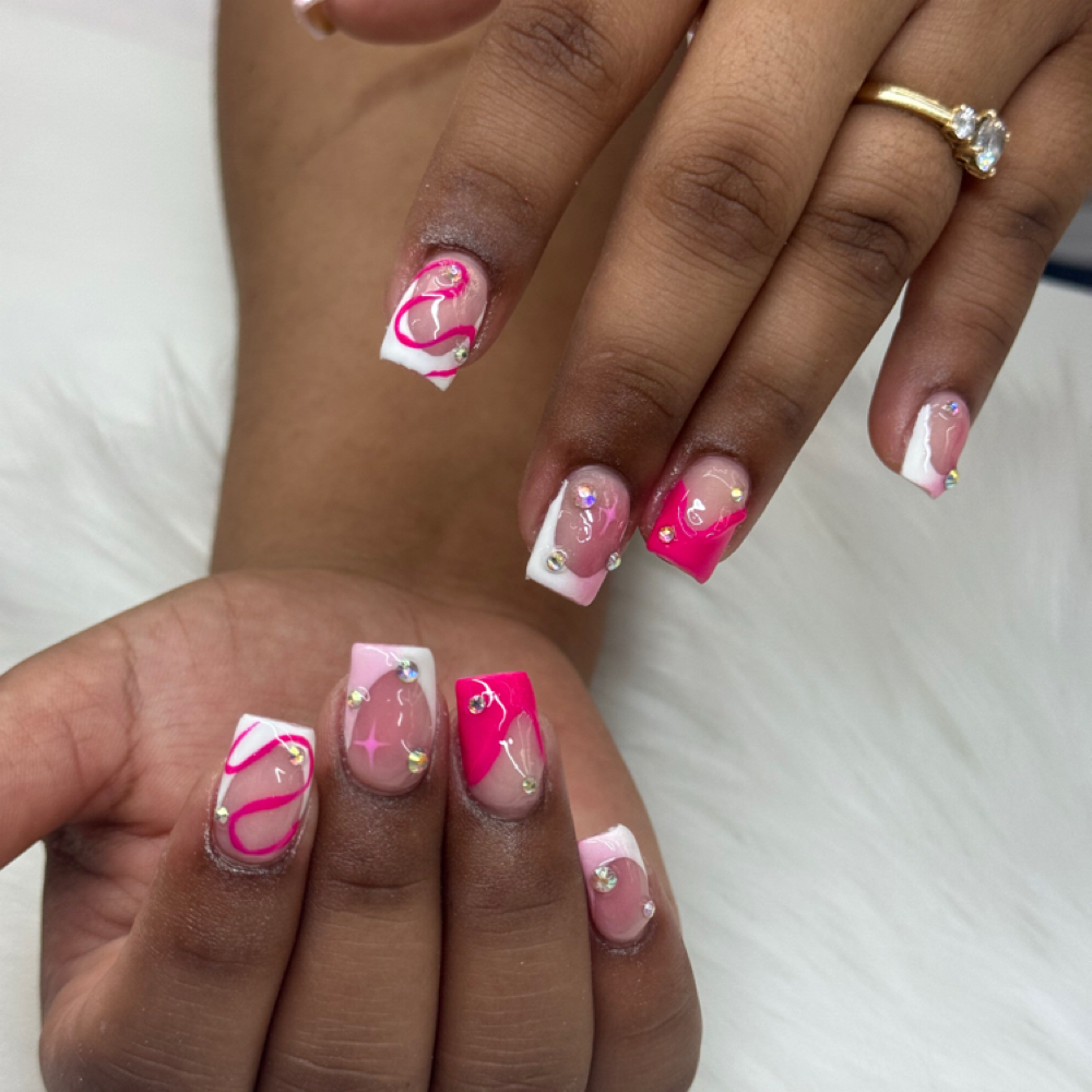 Acrylic Fill In- Short at Reyes Styles Barbershop & Salon in Salisbury, MD