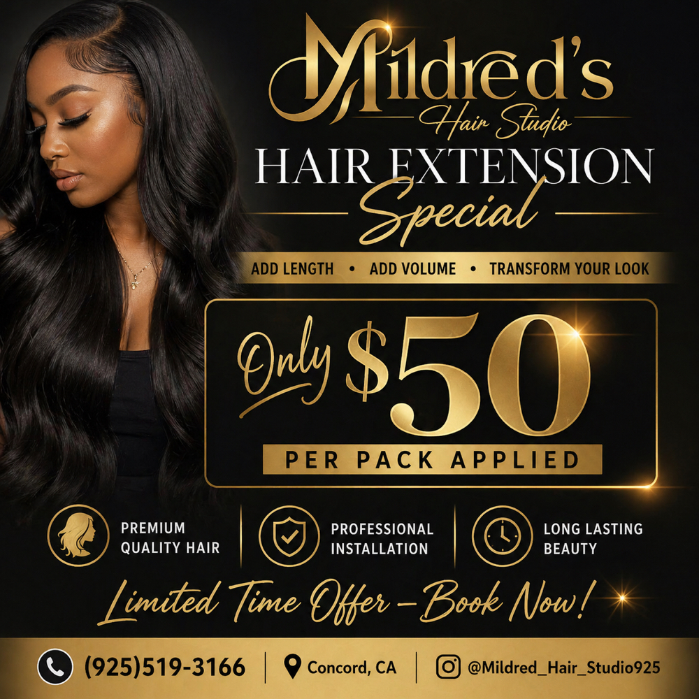 Hair Extesion Installation at Mildred’s Hair Studio in Concord, CA