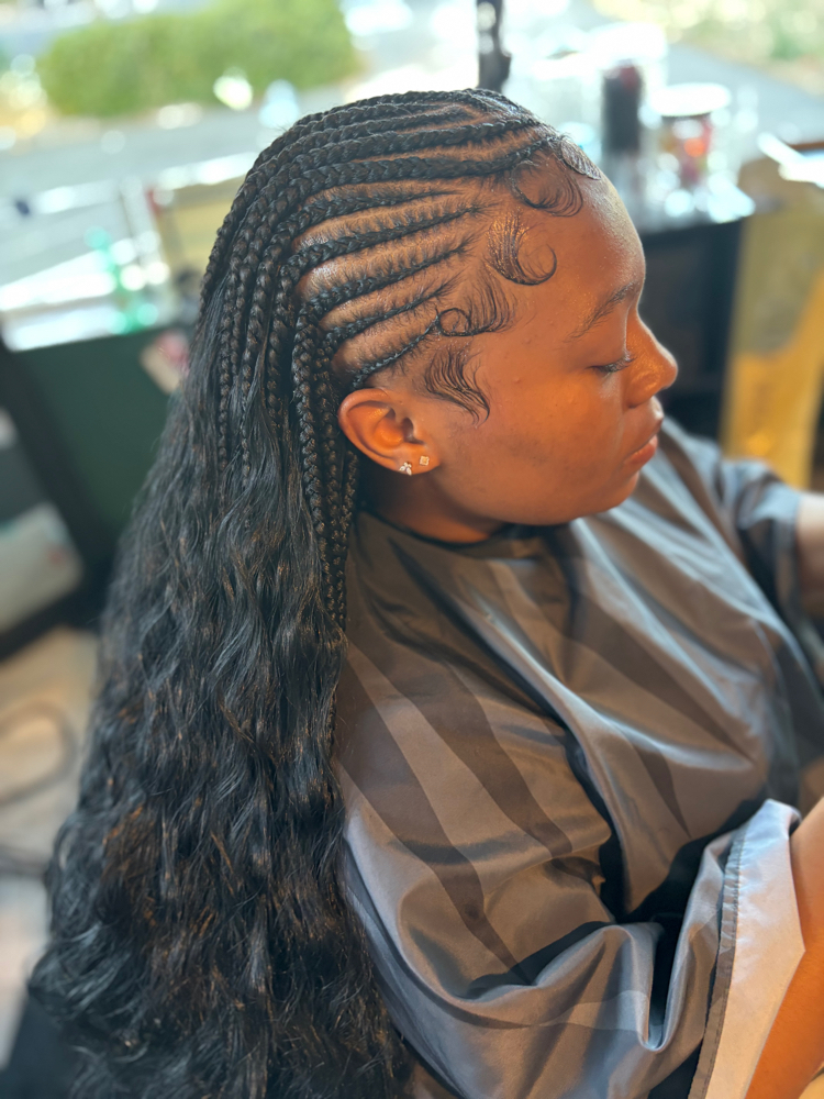 Small Tribal/fulani Braids W/weave at Cute, Simple and Classy Beauty Lounge in Fairfield, CA