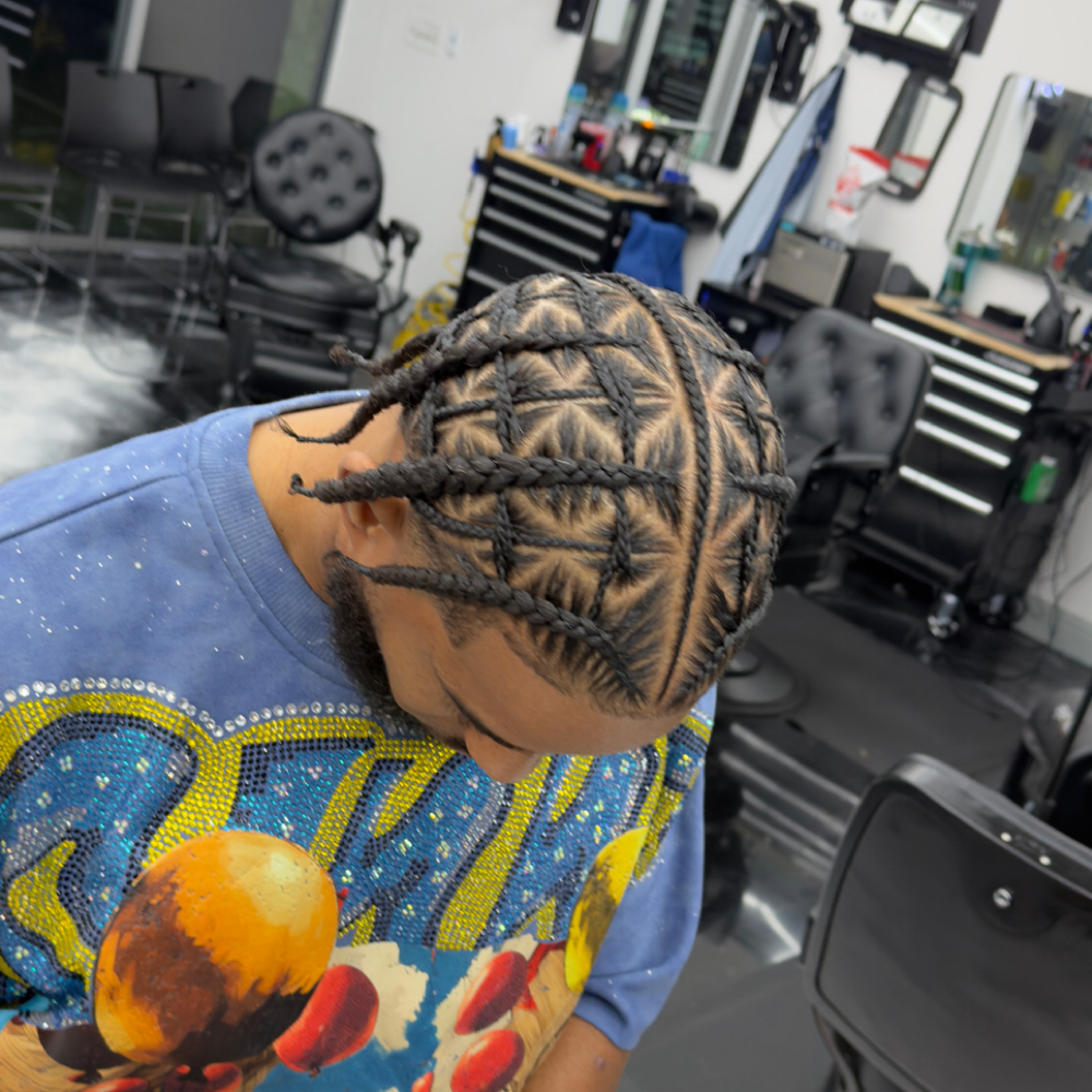 Custom Braid Design Natural Hair at The Black Chateau Salon in Dallas, TX