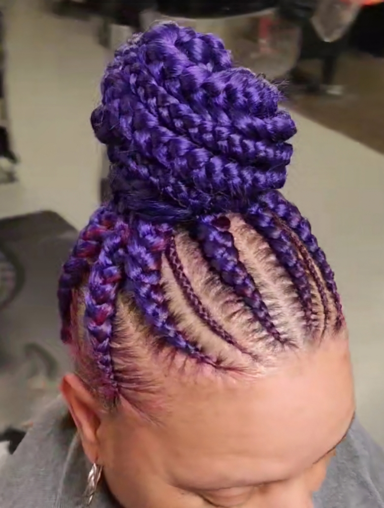 Feed-in With Bun at "4her" Braids in Mesquite, TX