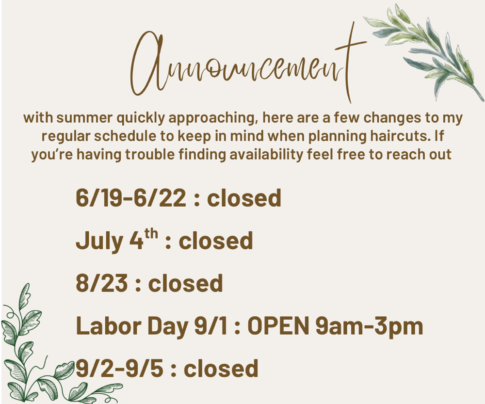 announcement - scroll for services