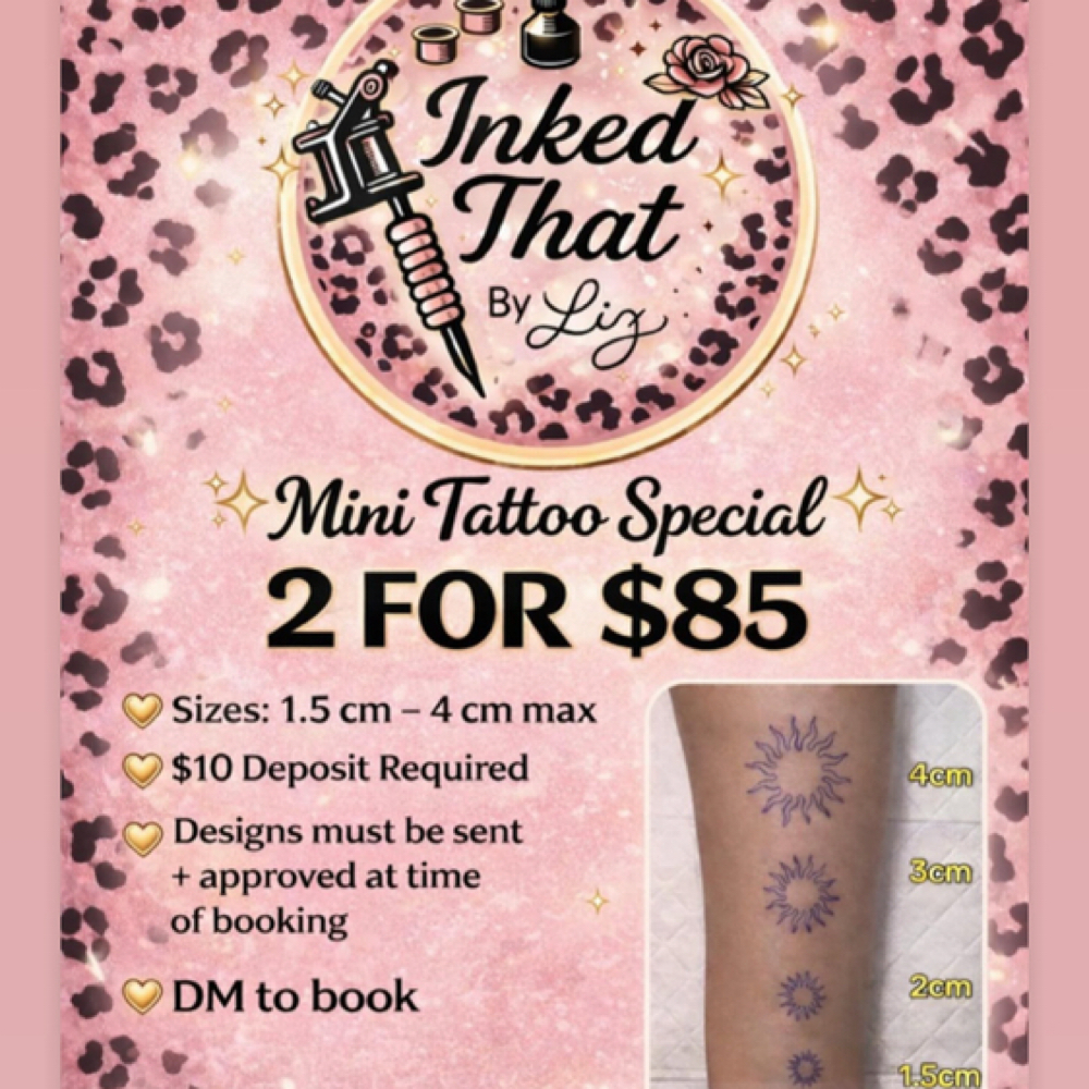 2 For $85 Mini Tattoo Special at NailedthatbyLiz in Littlerock, CA