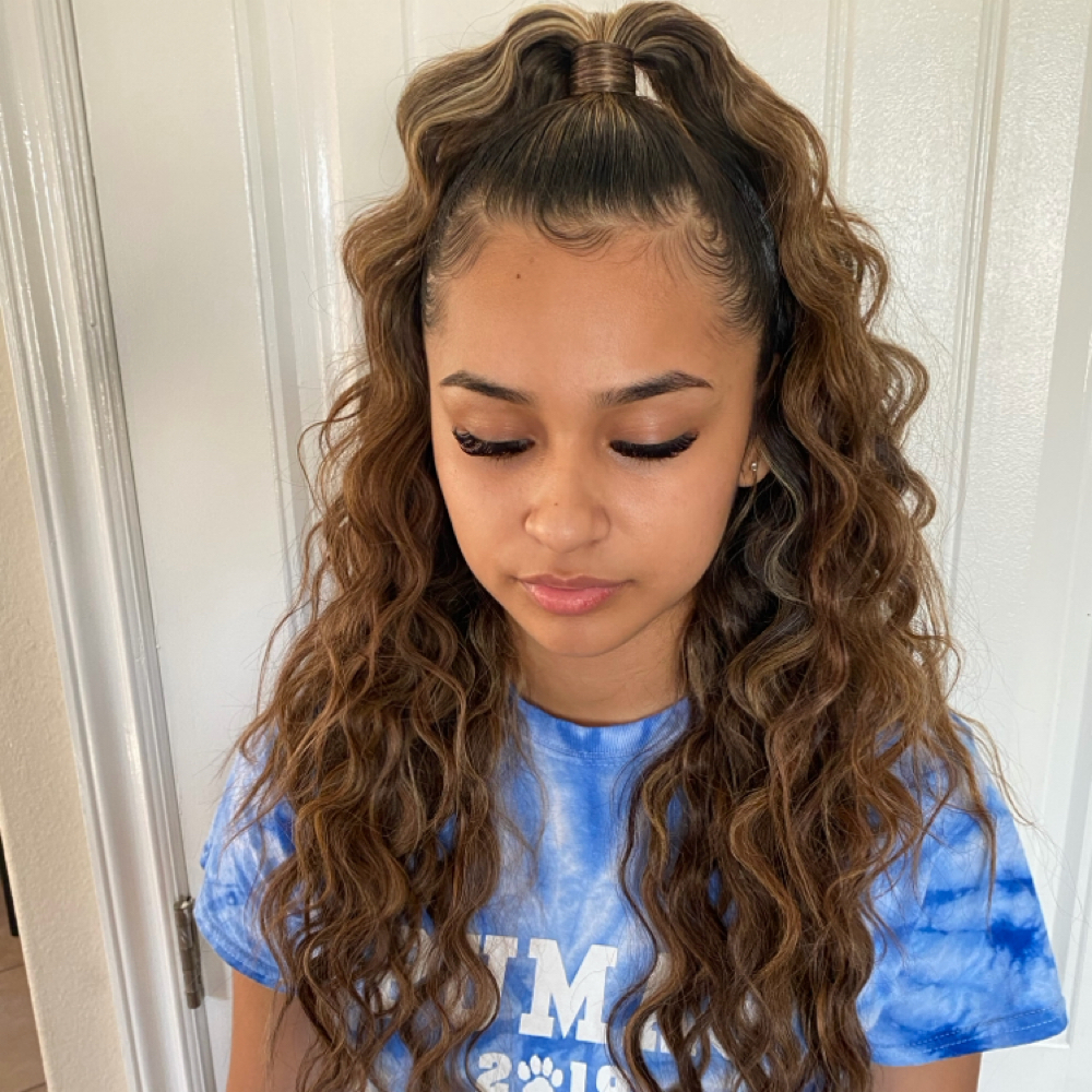 Half Up Half Down at JayBug Braids & Styling in Pomona, CA