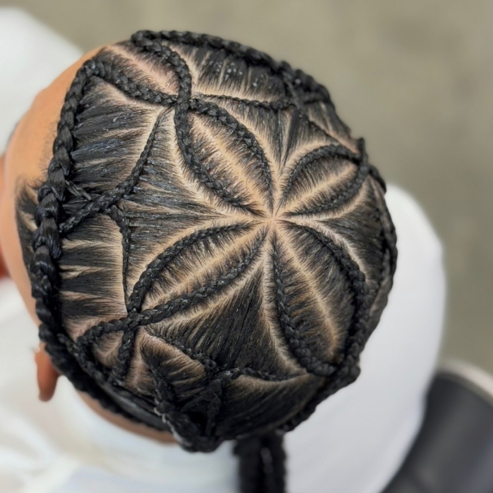 Intricate Freestyle Braids at JayBug Braids & Styling in Pomona, CA