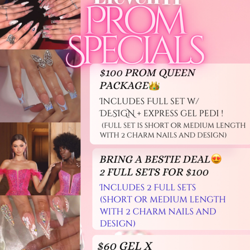 👑$100 PROM QUEEN PACKAGE 👑 at Eleven 11 Nails and Beauty Lounge in Plainfield, IN