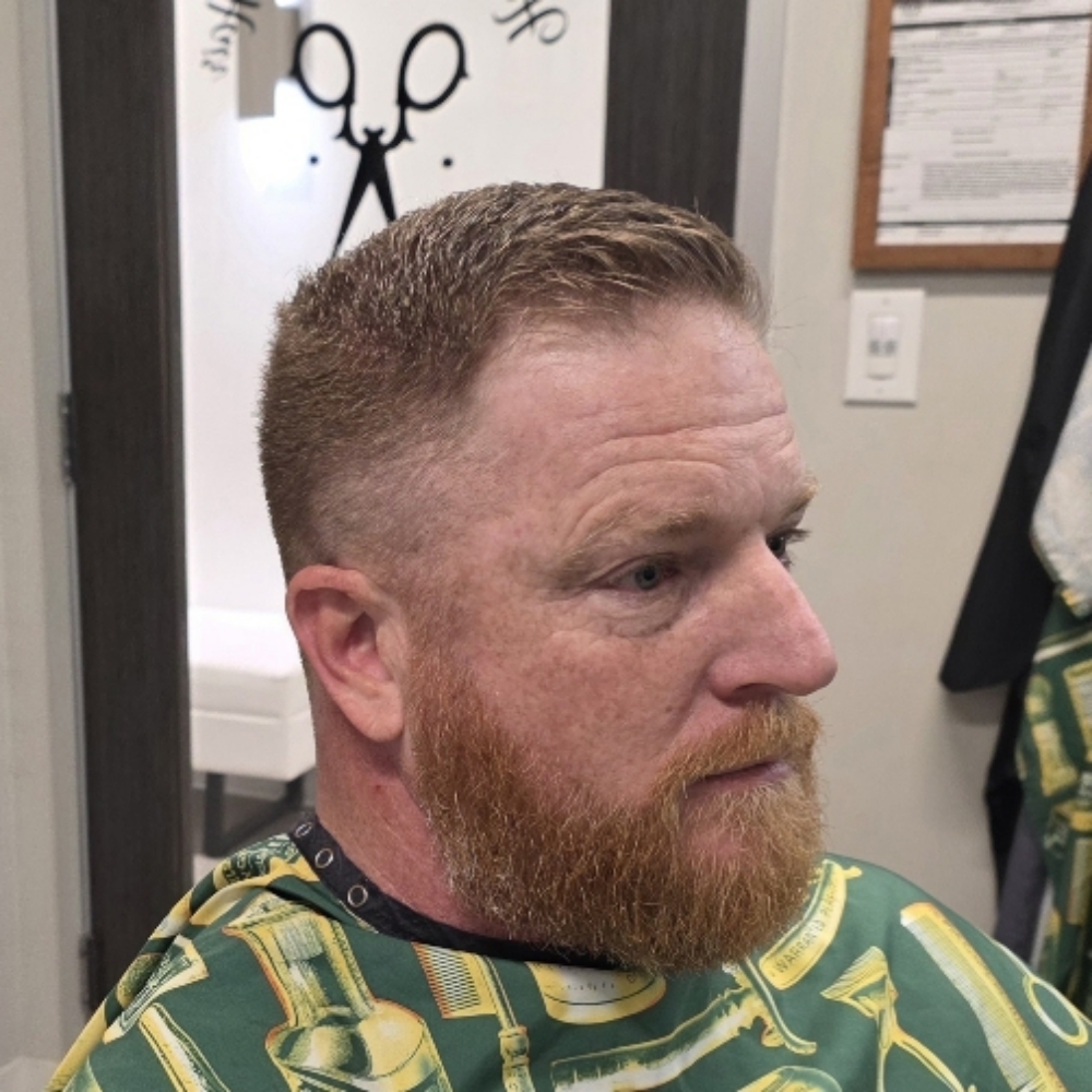 Short/Tapered Cut With Beard Trim at Heather Marie Hair in Highland Village, TX