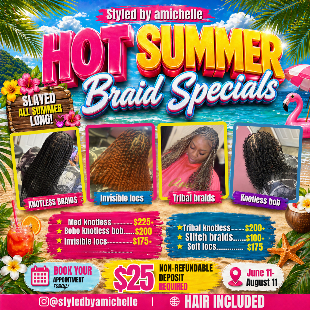 Tribal Knotless Braids at StyledByAmichelle in Nashville, TN