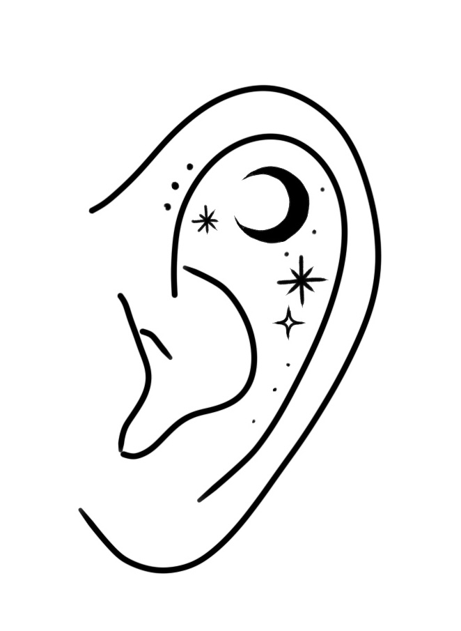 Hand Poke Ear Tattoo