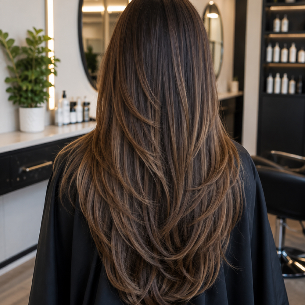 Long Hair Cut at The Emerald Beauty Lounge in Waterford, MI