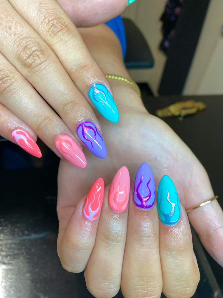 Handpainted Flames $3/nail