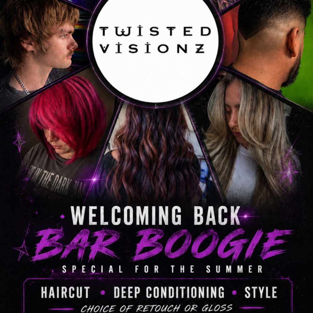 BACK BAR BOOGIE at Twisted Visionz Hair Salon in Montclair, CA