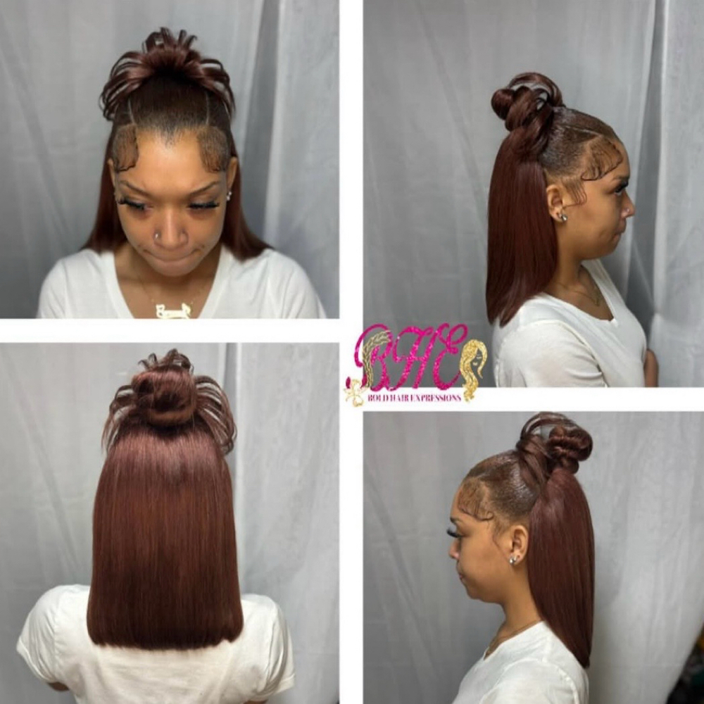 Half Up Half Down w Knot Bun at Erica Sam in Opelousas, LA