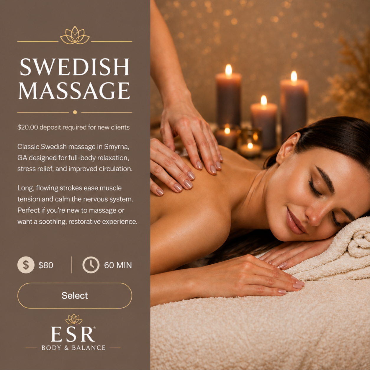 Swedish Massage at ESR Body & Balance in Smyrna, GA