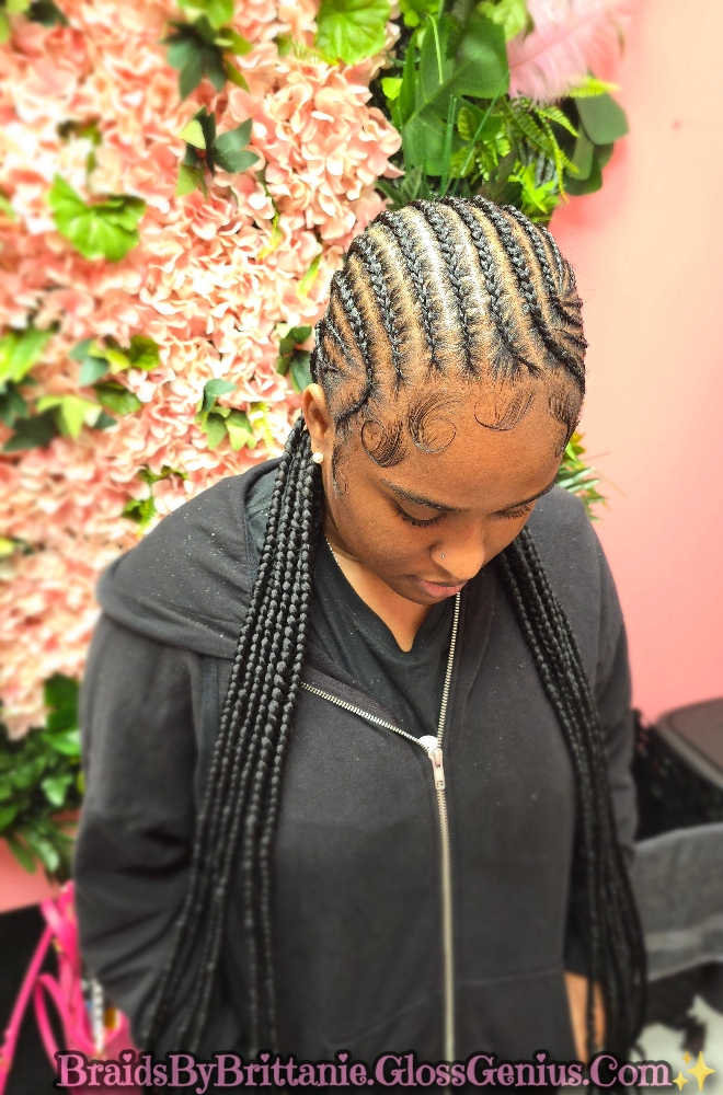 Knee Small ZigZag Feed In Braids