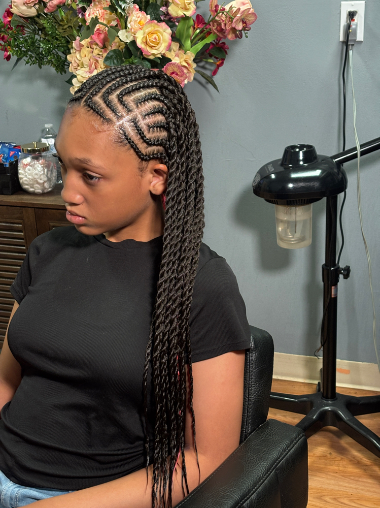 1/2 Stitch Braids/ 1/2 Box Braids at JCTouch Salon in Parkville, MD