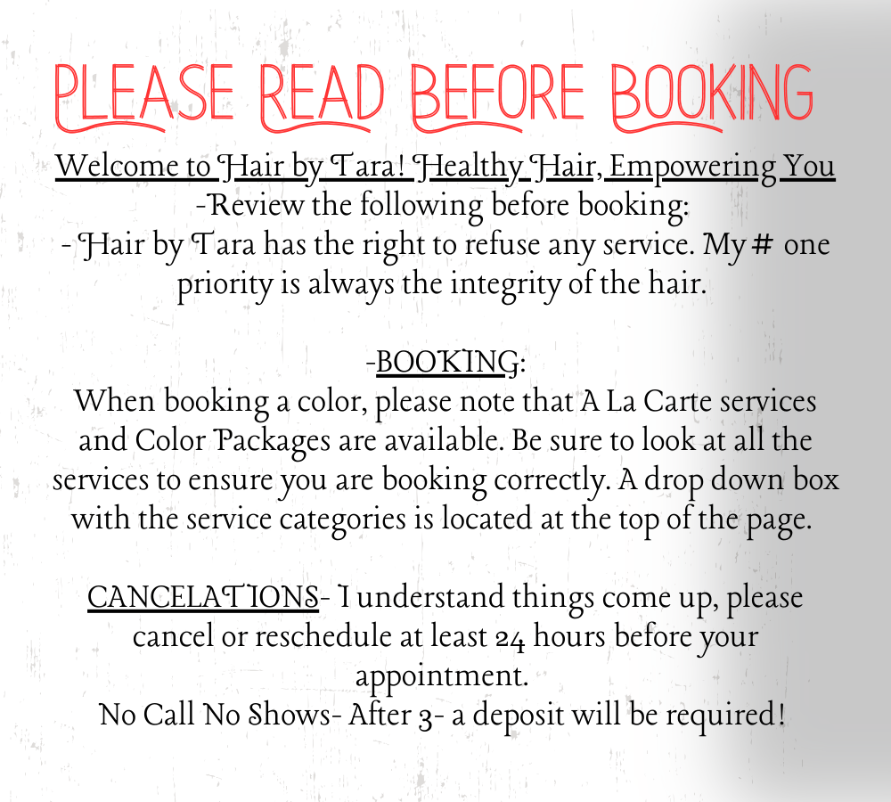 Please Read Before Booking
