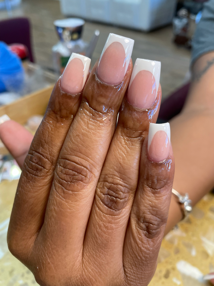 Pink& White Full Set (ALL ACRYLIC)