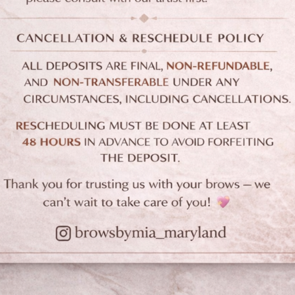 DON’T BOOK THIS ( NOT A SERVICE ) at Mia Brows in Catonsville, MD