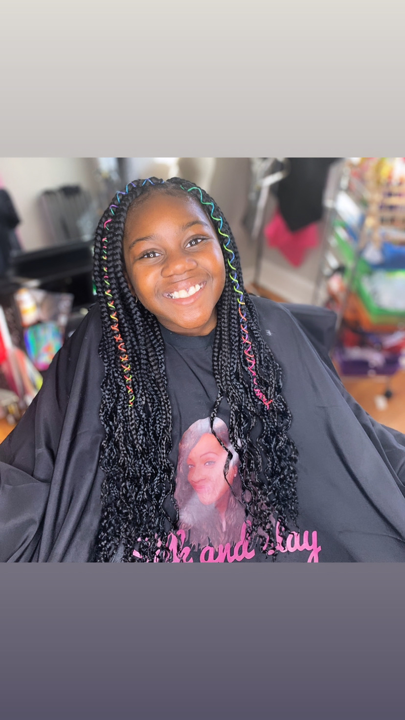 Kids Regular Box Braids w/wavy Ends