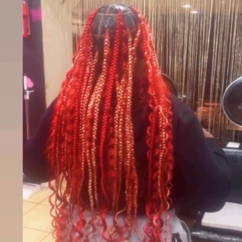 Boho Knotless  (Large)✨Human Hair at Shades Of Fee Beauty Boutique in Baltimore, MD