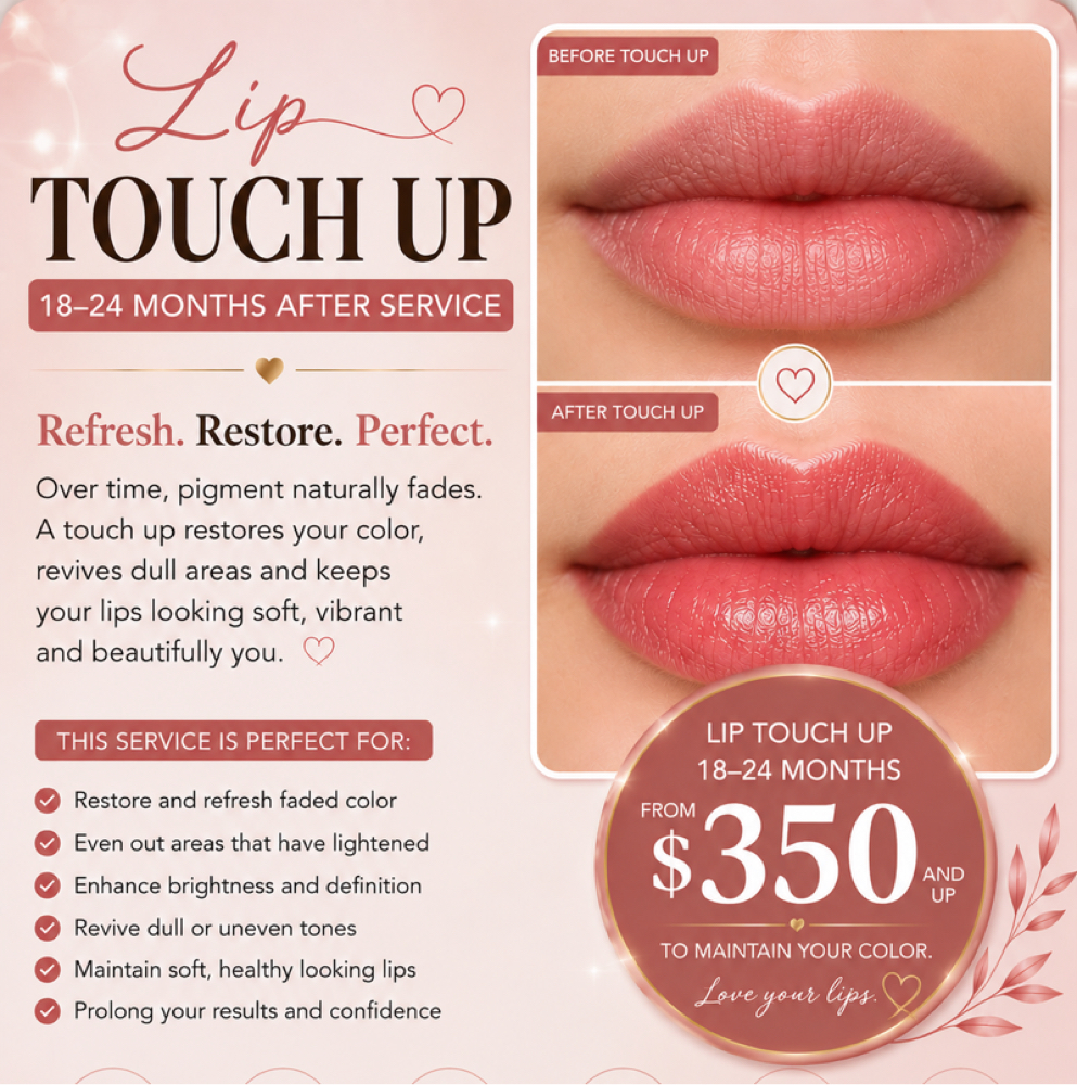 LIPS TOUCH UP 18-24 MONTHS at Blink By Jenny lashes & brows studio in Jacksonville, FL