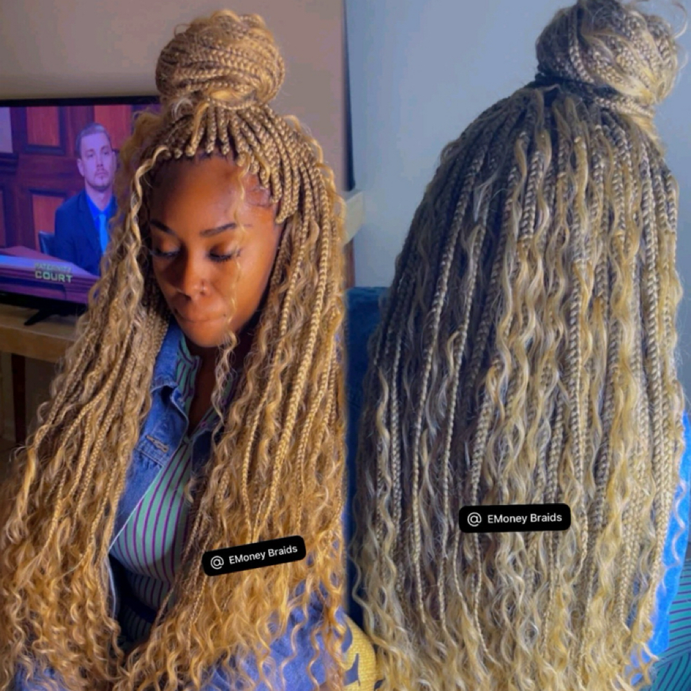 Smedium Boho Box Braids at E-Money Braidz in Memphis, TN