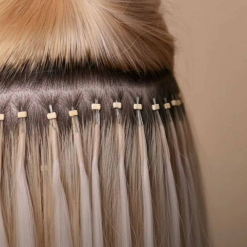 Beaded Extension at The Artist’s Cupboard hair salon in New Caney, TX